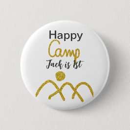Happy camping camper one birthday kids golden sun button