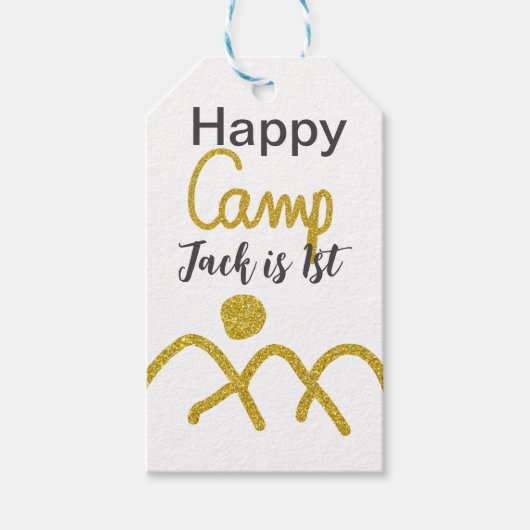 Happy camping camper one birthday kids golden sun geschenkanhänger (Vorderseite)