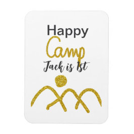 Happy camping camper one birthday kids golden sun magnet