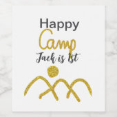 Happy camping camper one birthday kids golden sun weinetikett (Einzelnes Label)