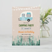 Happy Camping Junge Thema einladen Einladung (Stehend Vorderseite)
