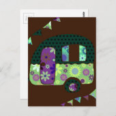 Happy Camping, Retro Caravan Vintag Bundle Postkarte (Vorne/Hinten)