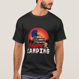 Happy Camping Retro Sunset Hiking Adventure T-Shirt