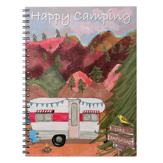 Happy Camping Spiral Notebook Notizblock (Vorderseite)