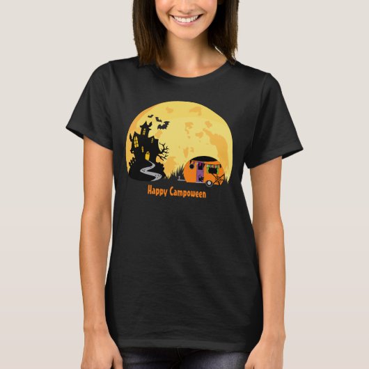 Happy Campoween Spuk Wohnwagen T-Shirt (Vorderseite)