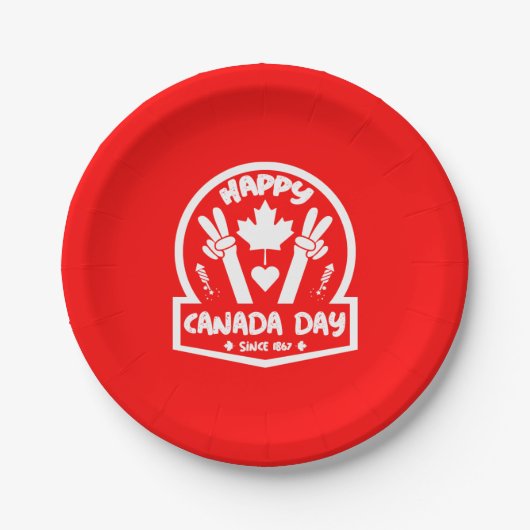 Happy Canada Day 1. Juli Pappteller (Vorderseite)