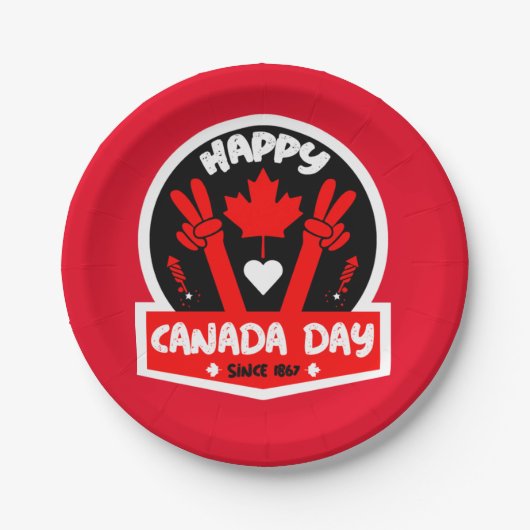 Happy Canada Day 1. Juli Pappteller (Vorderseite)