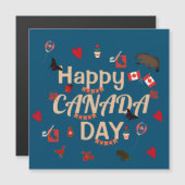 Happy Canada Day Blue Magnetic Card Magnetkarte (Vorne/Hinten)