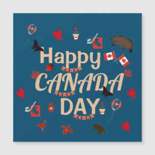 Happy Canada Day Blue Magnetic Card Magnetkarte