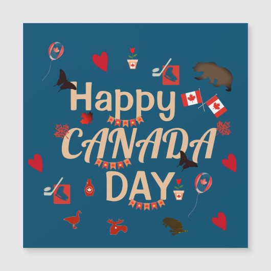 Happy Canada Day Blue Magnetic Card Magnetkarte (Vorderseite)