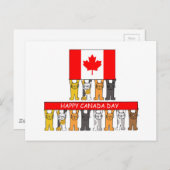 Happy Canada Day Cartoon Cats Postkarte (Vorne/Hinten)