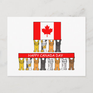 Happy Canada Day Cartoon Cats Postkarte