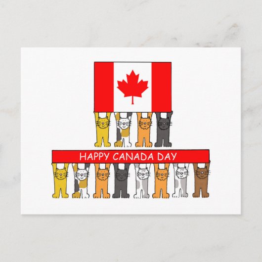 Happy Canada Day Cartoon Cats Postkarte (Vorderseite)