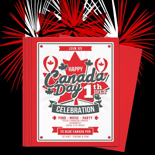 Happy Canada Day Celebration 1. Juli Party Einladu Flyer