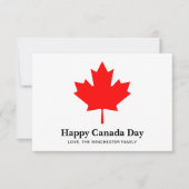 Happy Canada Day Custom Text mit rotem Ahornblatt (Vorderseite)