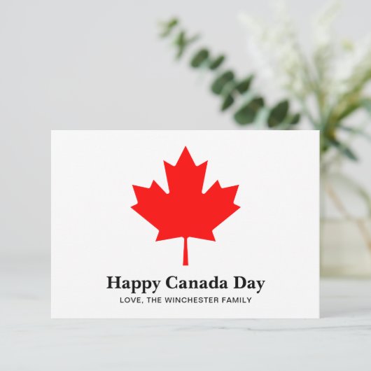Happy Canada Day Custom Text mit rotem Ahornblatt (Stehend Vorderseite)
