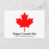 Happy Canada Day Custom Text mit rotem Ahornblatt Begleitkarte (Vorderseite)