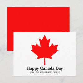 Happy Canada Day Custom Text mit rotem Ahornblatt Begleitkarte