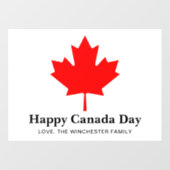 Happy Canada Day Custom Text mit rotem Ahornblatt Fensteraufkleber (Blatt)
