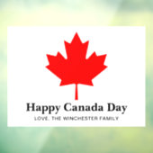 Happy Canada Day Custom Text mit rotem Ahornblatt Fensteraufkleber (Blatt 3)
