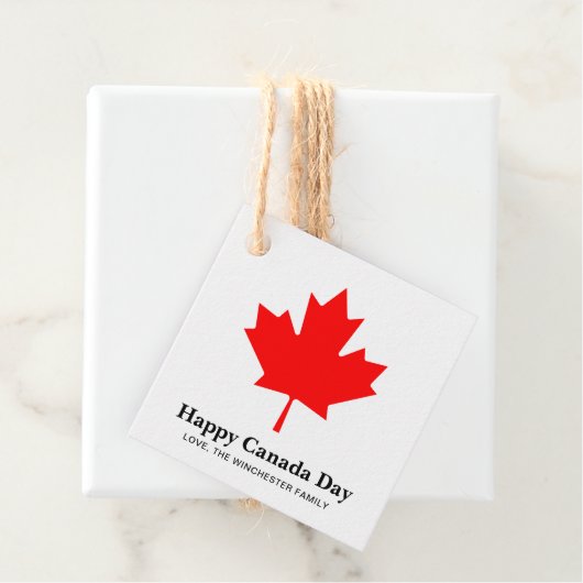 Happy Canada Day Custom Text mit rotem Ahornblatt Geschenkanhänger (Beispiel)