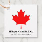 Happy Canada Day Custom Text mit rotem Ahornblatt Geschenkanhänger (Vorderseite)