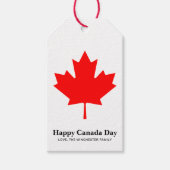 Happy Canada Day Custom Text mit rotem Ahornblatt Geschenkanhänger (Vorderseite)