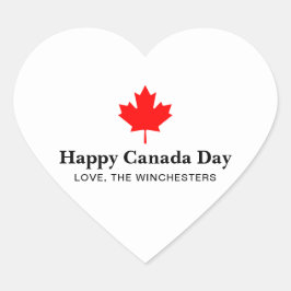 Happy Canada Day Custom Text mit rotem Ahornblatt Herz-Aufkleber