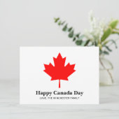 Happy Canada Day Custom Text mit rotem Ahornblatt Karte (Stehend Vorderseite)