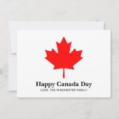 Happy Canada Day Custom Text mit rotem Ahornblatt Karte (Vorderseite)