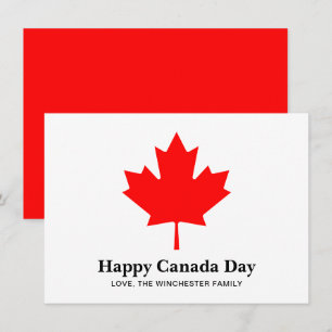 Happy Canada Day Custom Text mit rotem Ahornblatt Karte