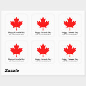 Happy Canada Day Custom Text mit rotem Ahornblatt Quadratischer Aufkleber (Blatt)
