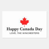 Happy Canada Day Custom Text mit rotem Ahornblatt Rechteckiger Aufkleber (Vorderseite)