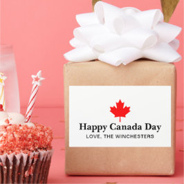 Happy Canada Day Custom Text mit rotem Ahornblatt Rechteckiger Aufkleber