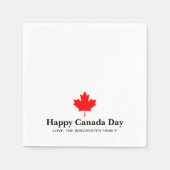 Happy Canada Day Custom Text mit rotem Ahornblatt Serviette (Vorderseite)