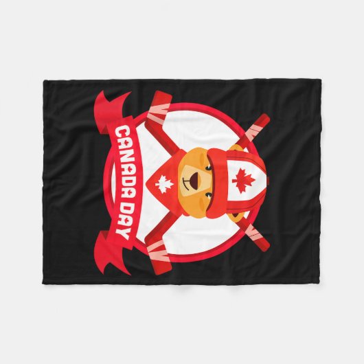 Happy Canada Day Design Funny Canadian Groundhog F Fleecedecke (Vorderseite (Horizontal))