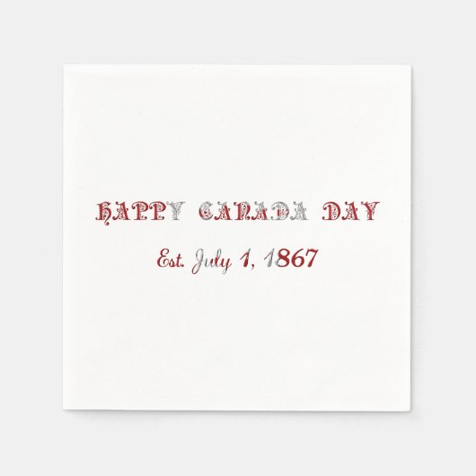 Happy Canada Day Est. 1. Juli 1867 Typografie Serviette (Vorderseite)