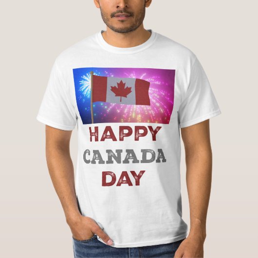 Happy Canada Day Fireworks T-Shirt (Vorderseite)