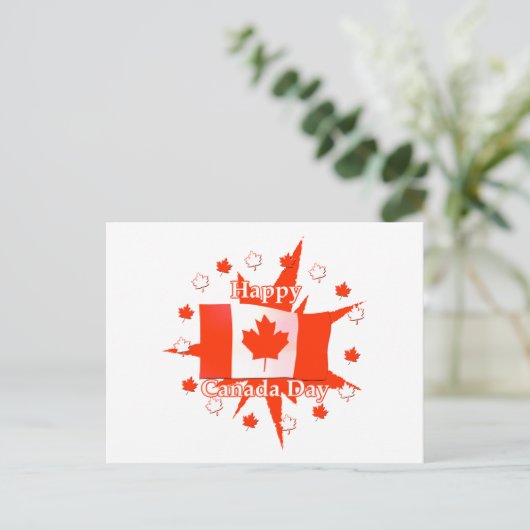 Happy Canada Day Flag Design Postkarte (Stehend Vorderseite)