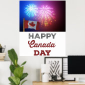 Happy Canada Day Flag & Fireworks Poster (Heimbüro)