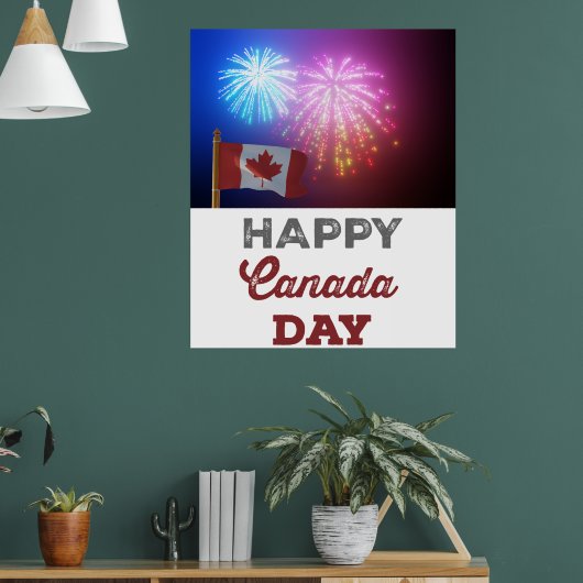 Happy Canada Day Flag & Fireworks Poster (Wohnzimmer 1)