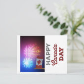 Happy Canada Day Flag & Fireworks Postkarte (Stehend Vorderseite)