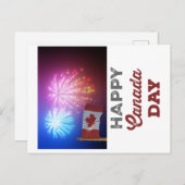 Happy Canada Day Flag & Fireworks Postkarte (Vorne/Hinten)