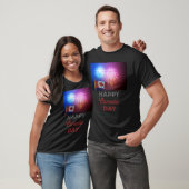Happy Canada Day Flag & Fireworks T-Shirt (Unisex)