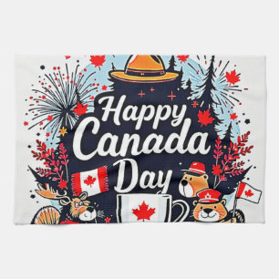 Happy Canada Day Fun Geschirrtuch