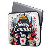 Happy Canada Day Fun Laptopschutzhülle (Vorderseite Links)