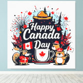 Happy Canada Day Fun Leinwanddruck (Insitu (Holzboden))