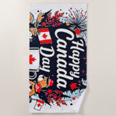 Happy Canada Day Fun Strandtuch (Vorderseite)