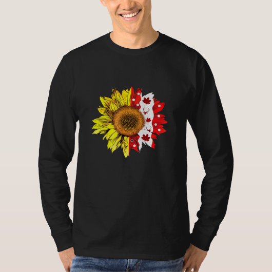 Happy Canada Day Kanadische Flagge Sonnenblume T-Shirt (Vorderseite)