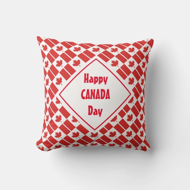 HAPPY CANADA DAY Maple Leaf Kanadische Flagge Kissen (Vorderseite)